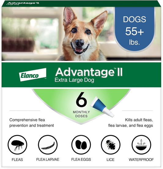 Advantage II XL Dog Vet-Recommended Flea Treatment & Prevention | Dogs over 55 Lbs. | 6-Month Supply