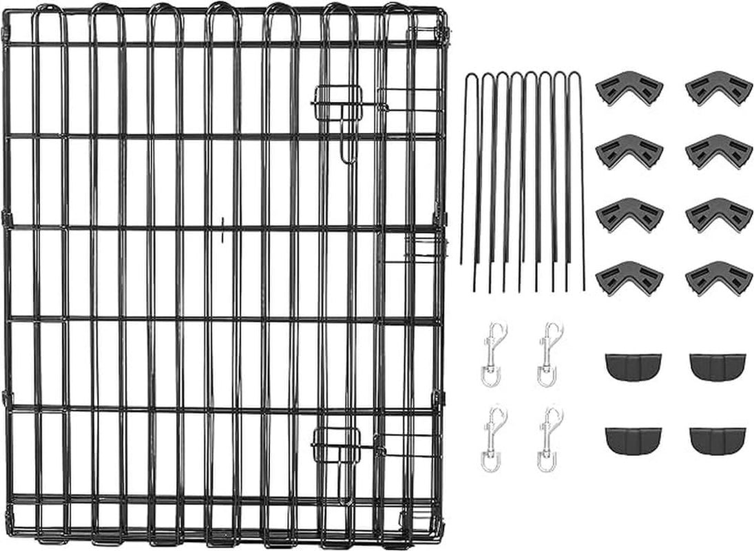 Amazon Basics Foldable Octagonal Metal Exercise Pet Play Pen for Dogs, Fence Pen, Single Door, 60 X 60 X 36 Inches, Medium - 36"H, Metal, Black