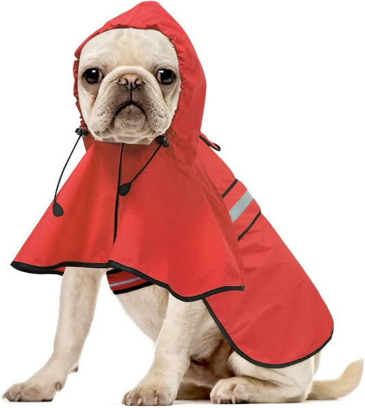 Reflective Dog Raincoat - Adjustable Waterproof Pet Rain Jacket, Lightweight Dog Hooded Rain Slicker Poncho for Small to X- Large Dogs and Puppies (Red, Small)