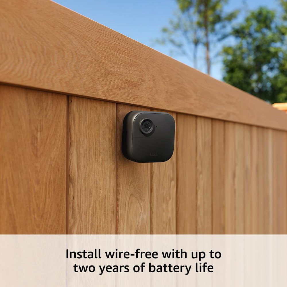 Blink Outdoor 4 — Wireless Smart Security Camera, Two-Year Long Battery Life, Real-Time Alerts from Your Smartphone, Easy Setup — 2 Camera System