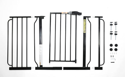 Regalo Easy Step 49-Inch Extra Wide Baby Gate, Includes 4-Inch and 12-Inch Extension Kit, 4 Pack of Pressure Mount Kit and 4 Pack of Wall Mount Kit, Black