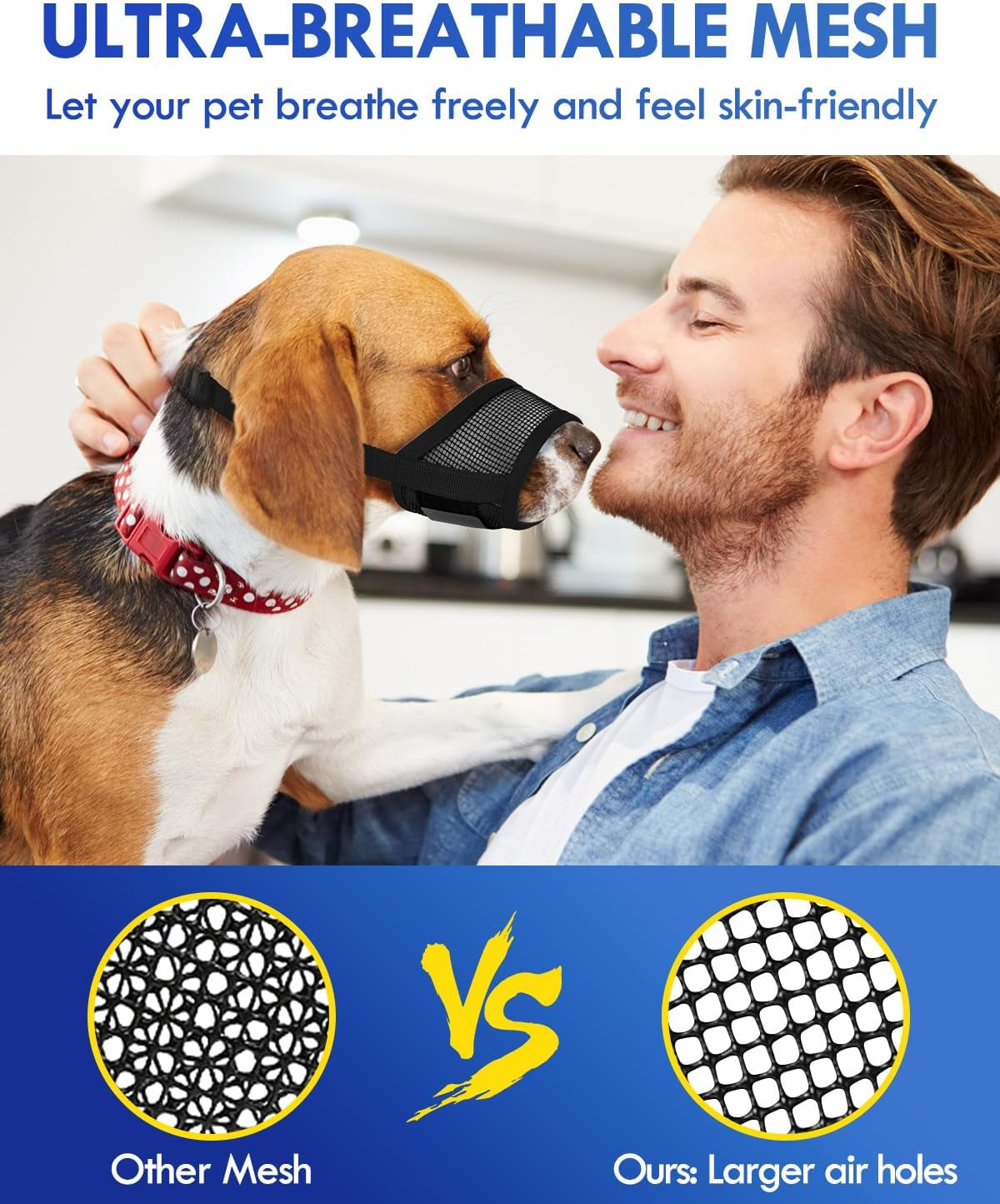 Air Mesh Dog Muzzle (Black,L)