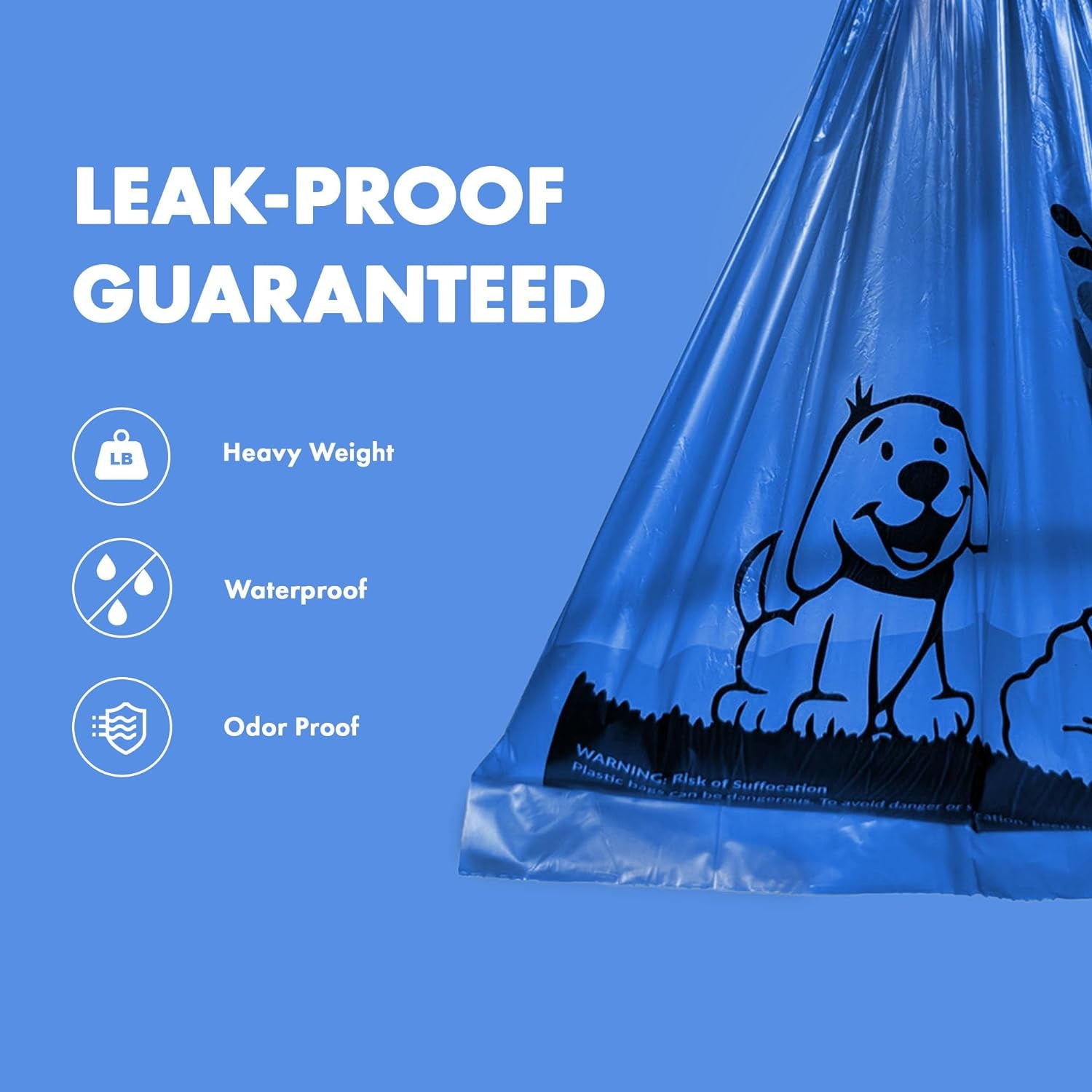 GORILLA SUPPLY Dog Poop Waste Bags with Dispenser and Leash Tie, 9" X 13", Black, 1000 Count