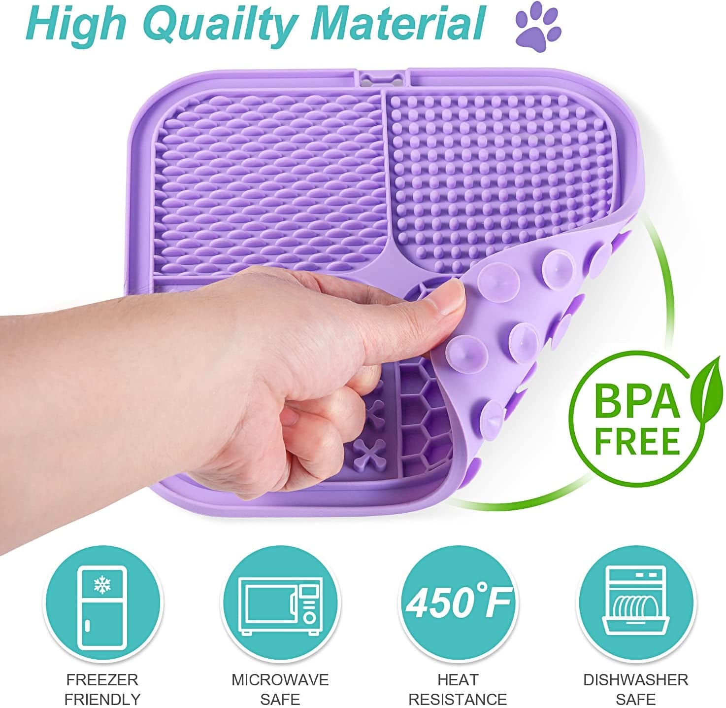 LUKITO Premium Silicone Licking Mat for Dogs & Cats, 77 Suction Cups, Slow Feeder, Boredom Reducer, Anxiety Relief, Dishwasher Safe, Food Grade