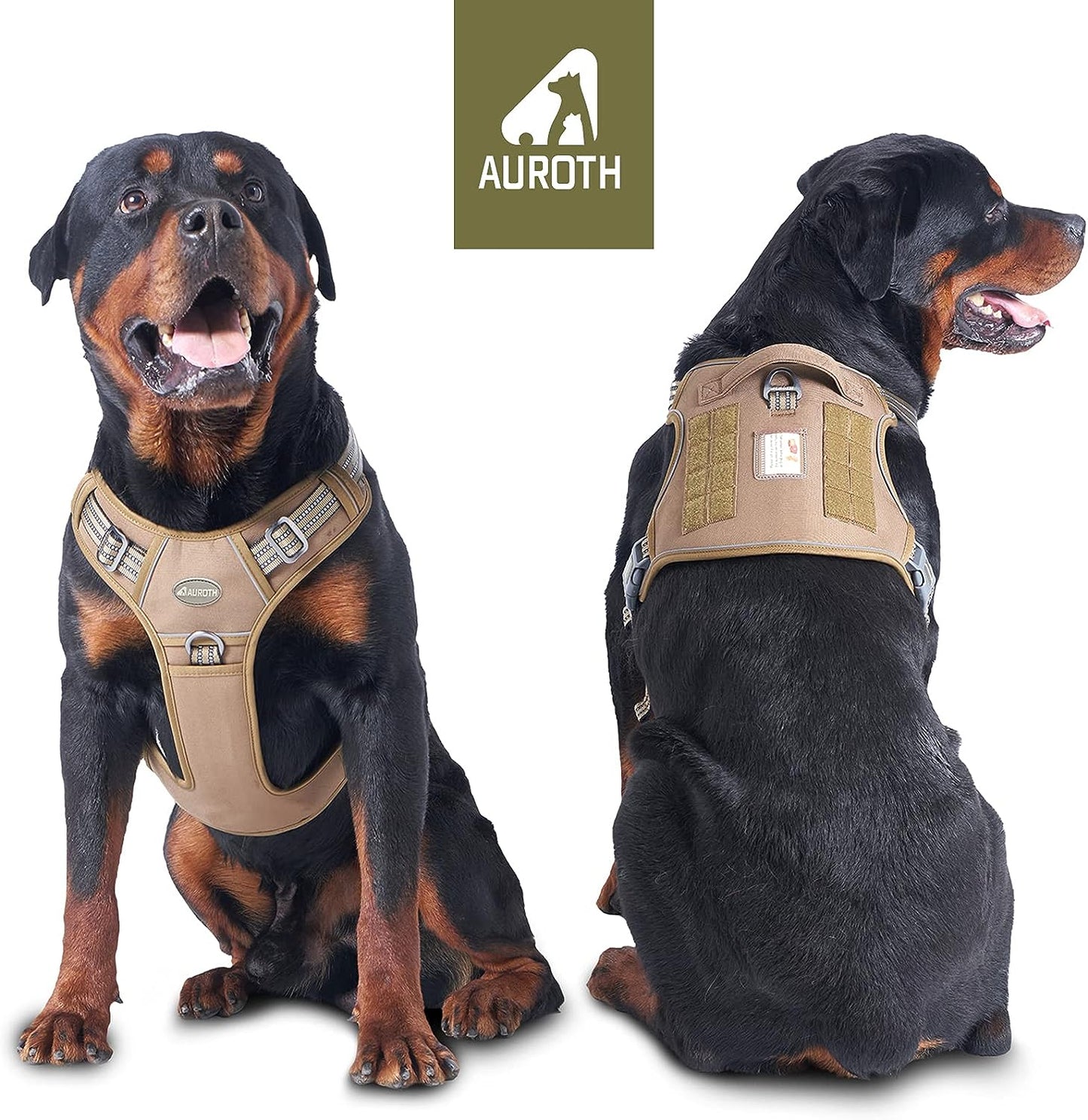 AUROTH Tactical Dog Harness for Small Medium Large Dogs No Pull Adjustable Pet Harness Reflective K9 Working Training Easy Control Pet Vest Military Service Dog Harnesses (S, Black Ink)