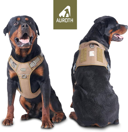 Auroth Tactical Dog Harness for Small Medium Dogs No Pull Adjustable Pet Harness Reflective K9 Working Training Easy Control Pet Vest Military Service Dog Harnesses Grey S