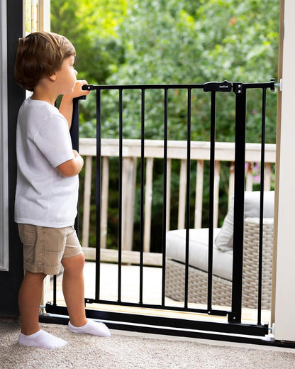 Innotruth 39.6” Dog Gate for Stairs & Doorways, 30" Tall Baby Gate Pressure Mount Pet Gates, Easy Step Auto Close Both Sides Walk Thru Child Gate, Dual-Lock Safety Design and One-Hand Opening, Black