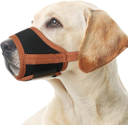 HEELE Dog Muzzle,Soft Mesh Dog Muzzle for Small Medium Large Sized Dogs,Breathable Adjustable Puppy Muzzle to Prevent Biting,Chewing,And Licking Brown XXL