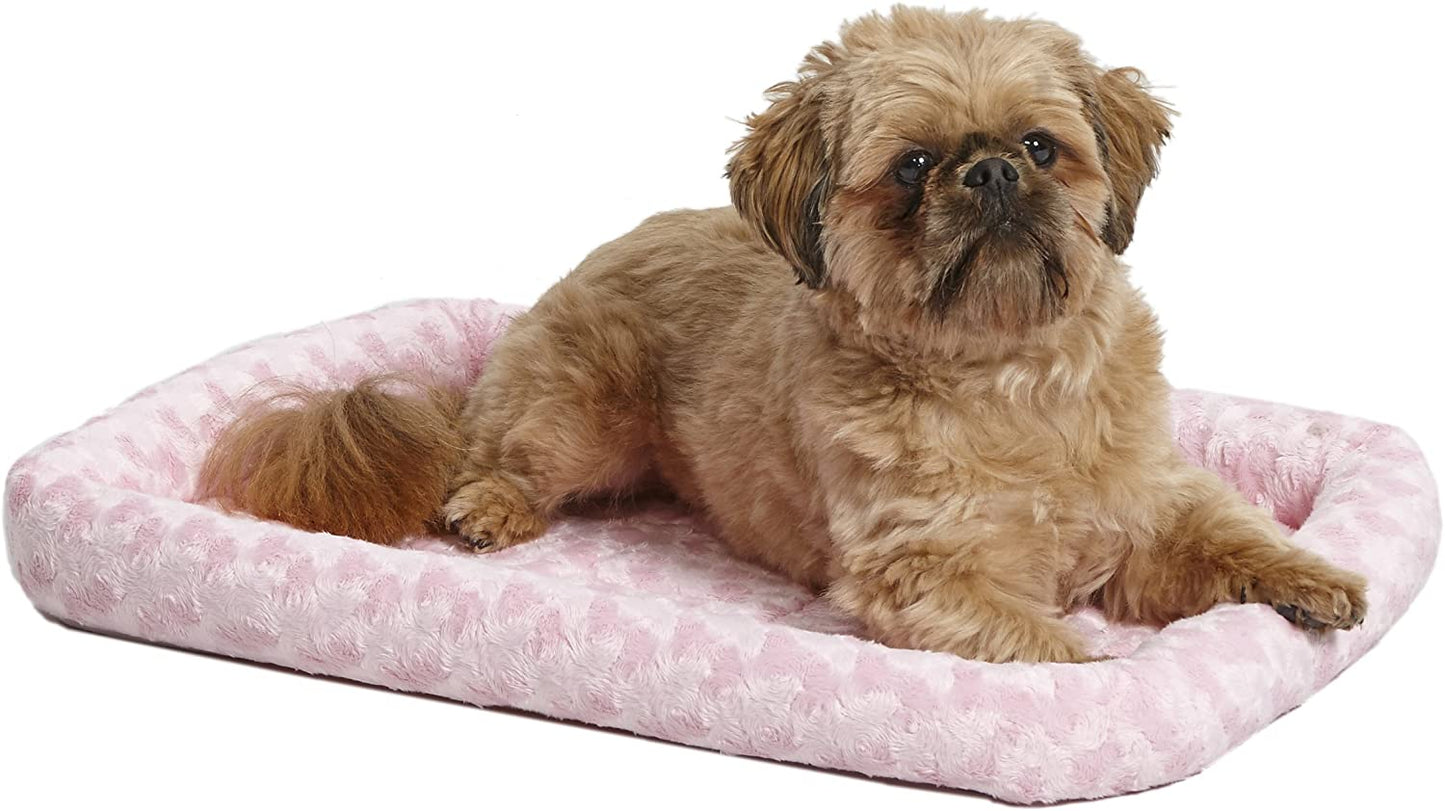 Midwest Homes for Pets Bolster Dog Bed 24L-Inch Pink Dog Bed or Cat Bed W/ Comfortable Bolster | Ideal for "Small" Dog Breeds & Fits a 24-Inch Dog Crate | Easy Maintenance Machine Wash & Dry