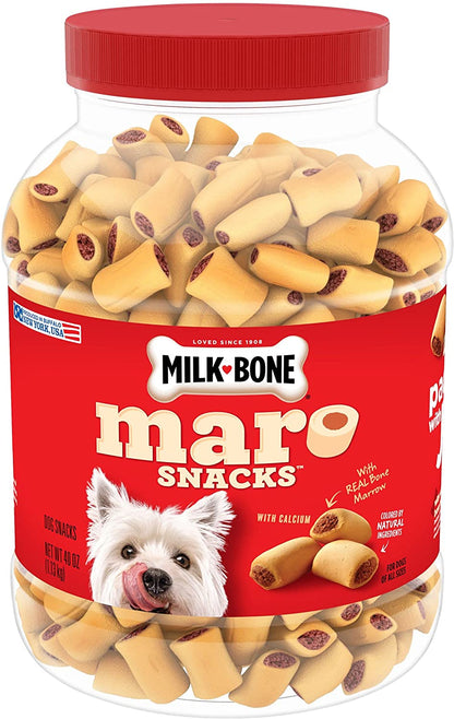 Milk-Bone Marosnacks Dog Treats Bundle: 40 Ounce Canister + 2 Refill Packs