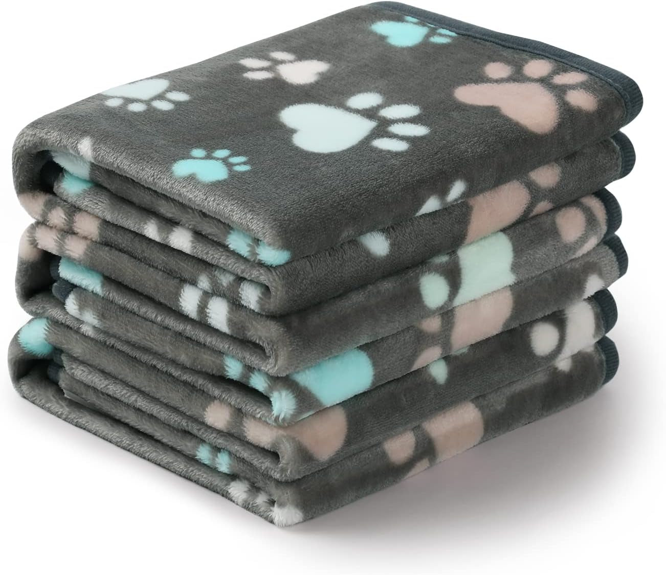 Luciphia 1 Pack 3 Blankets Fluffy Premium Fleece Pet Blanket Flannel Paw Printed Throw for Dog Cat(Medium 30X20'', Grey)