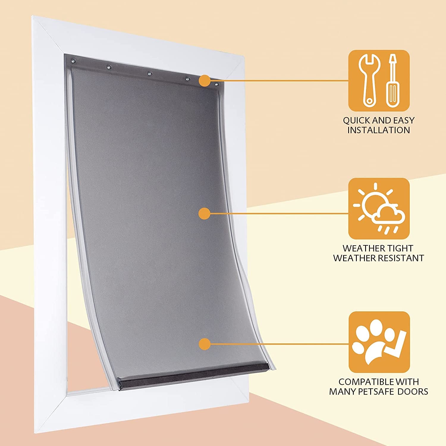 Extra Large Replacement Dog Door Flap Compatible with Petsafe Measures 13 3/4” X 23 3/4” PAC 11-11040, Durable and Flexible