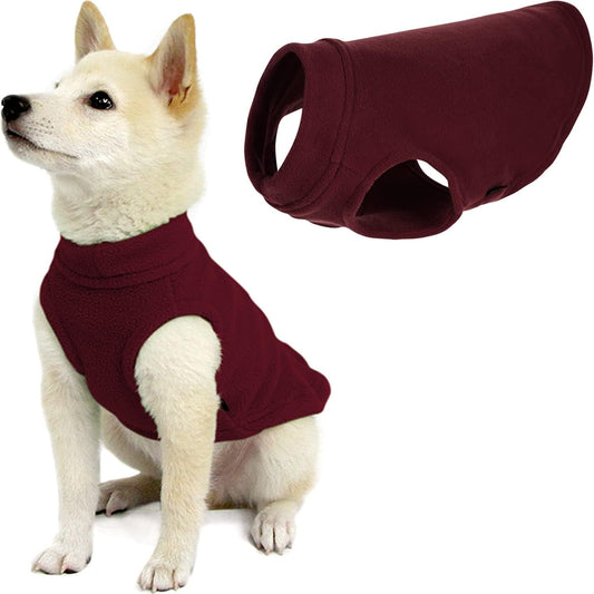 Gooby Stretch Fleece Vest Dog Sweater - Burgundy, Small - Warm Pullover Fleece Dog Jacket - Winter Dog Clothes for Small Dogs Boy or Girl - Dog Sweaters for Small Dogs to Dog Sweaters for Large Dogs