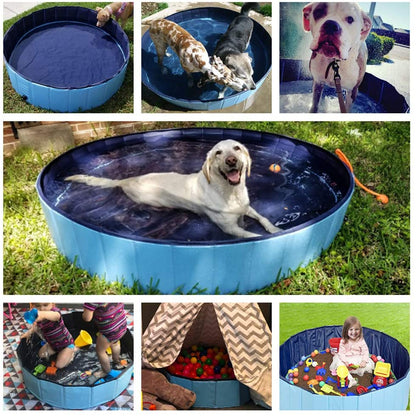 Jasonwell Foldable Dog Pet Bath Pool Collapsible Dog Pet Pool Bathing Tub Kiddie Pool Doggie Wading Pool for Puppy Small Medium Large Dogs Cats and Kids 48" Blue