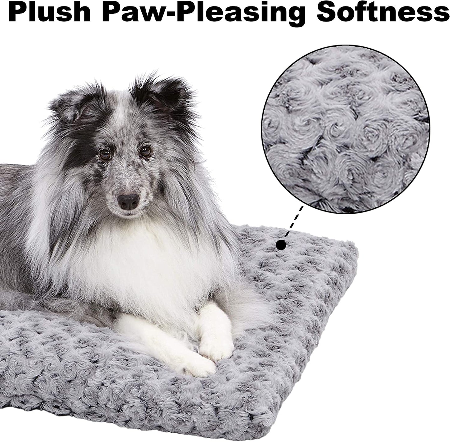 Midwest Homes for Pets Deluxe Dog Beds | Super Plush Dog & Cat Beds Ideal for Dog Crates | Machine Wash & Dryer Friendly, 1-Year Warranty,Gray, 48-Inch