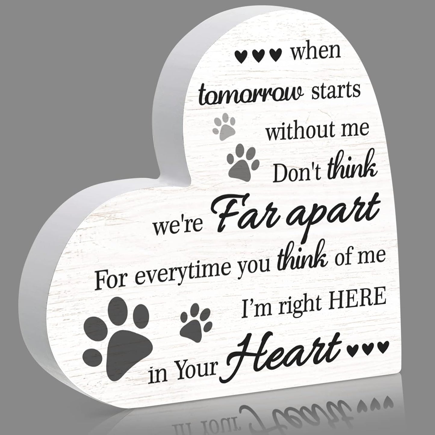 Maitys Pet Memorial Gifts Bereavement Remembrance Gifts for Loss of Dog Cat Sympathy Condolence Gifts Heart Shaped Wood Sign When Tomorrow Starts without Me Wooden Plaque for Table Desk Decor (Khaki)