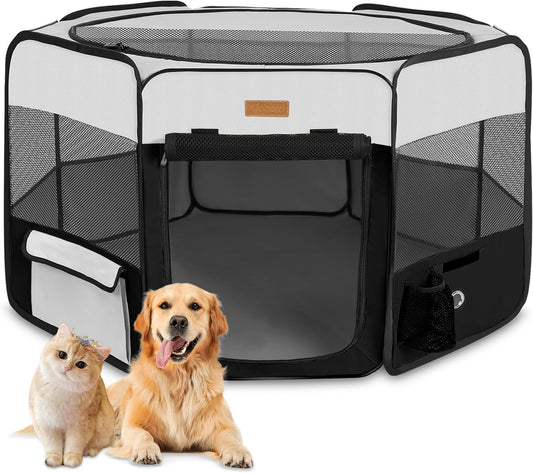 Dog Playpen, Portable Pet Play Pen for Cat, Puppies, Rabbits, Chickens, Foldable Large-Capacity Pet Tent for Indoor/Outdoor Travel Camping