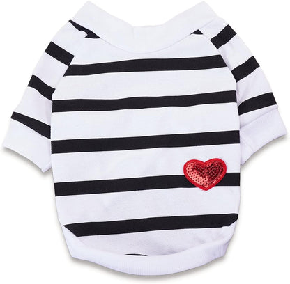 Small Puppy Clothes for Boys Dogs Puppy Striped Tshirt French Boston Terriers Clothes, XS, White