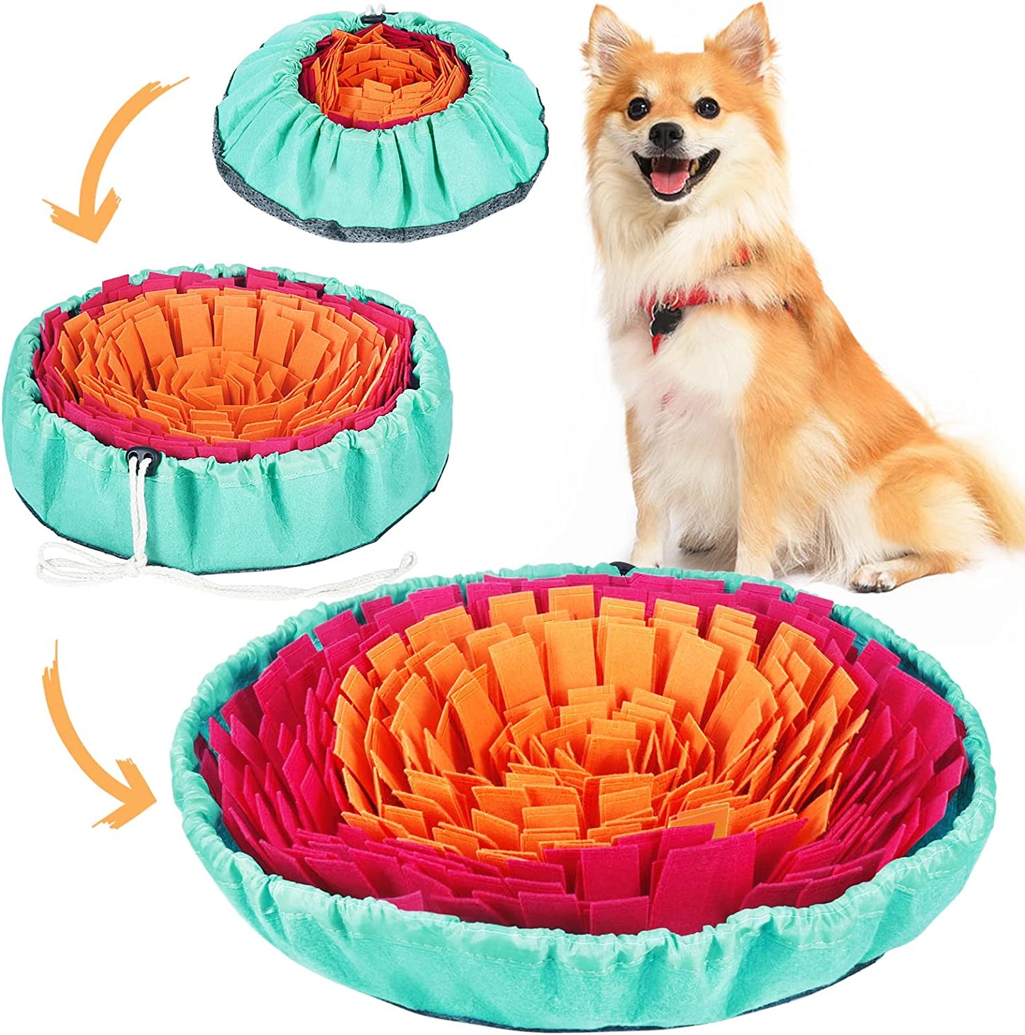 Vivifying Snuffle Mat for Dogs, Adjustable Dog Treats Feeding Mat for Slow Eating and Keep Busy, Interactive Dog Puzzle Toys Encourages Natural Foraging Skills and Smell Training (Blue Green)