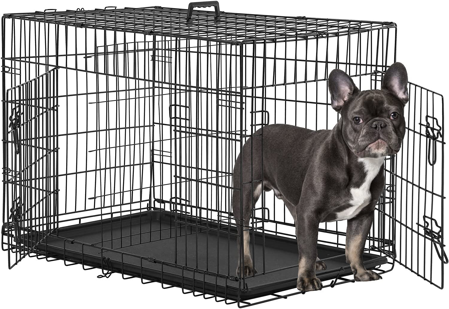 Bestpet 24,30,36,42,48 Inch Dog Crates for Large Dogs Folding Mental Wire Crates Dog Kennels Outdoor and Indoor Pet Dog Cage Crate with Double-Door,Divider Panel, Removable Tray (Black, 30")