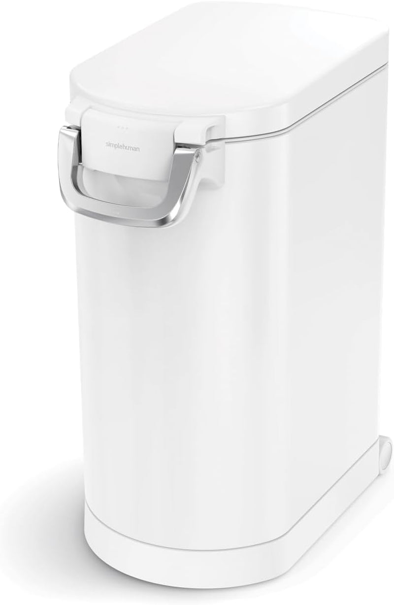 Simplehuman 30 Liter, 32 Lb / 14.5 Kg Large Pet Food Storage Container for Dog Food, Cat Food, and Bird Feed, White