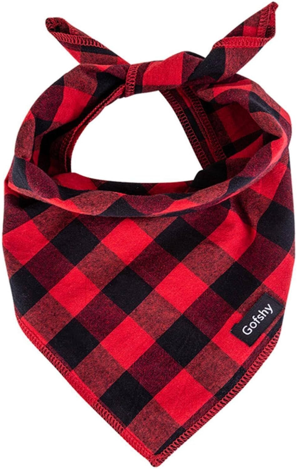 Christmas Dog Bandana Small-Red Black Dog Scarf Buffalo Plaid Printing Adjustable Bib Handkerchief Accessories for Small Dogs Cats (S)