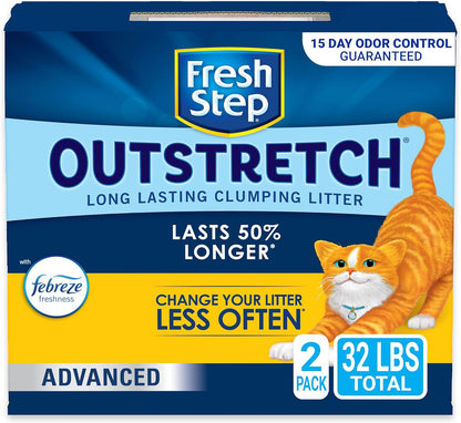 Fresh Step Outstretch, Clumping Cat Litter, Advanced, Extra Large, 32 Pounds Total (2 Pack of 16Lb Boxes)