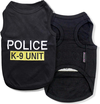 Parisian Pet Unisex Dog T-Shirt with Embroidered 'POLICE K-9 Unit' Dog Clothes - 100% Cotton, Dog Costume - Breathable Police Dog Vest - Machine Washable Dog Shirt for Large Dogs, 4XL