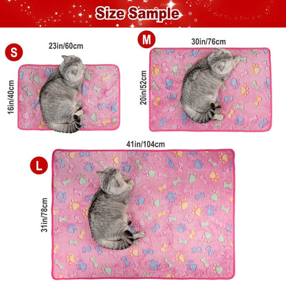 Dono 1 Pack 3 Dog Blankets Soft Fluffy Cute Bone Pattern Fleece Pet Blanket Warm Sleep Mat Cute Print Design Puppy Kitten Blanket Doggy Mat Paw Print for Animals