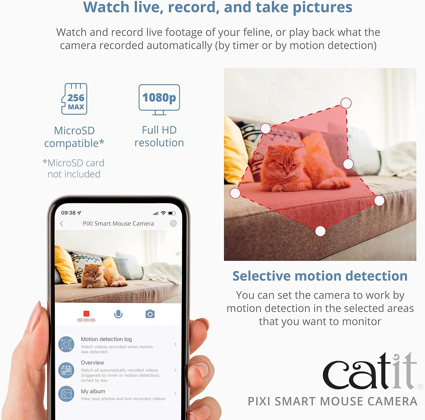 Catit PIXI Smart Mouse Camera, App-Controlled Pet Camera for Cats