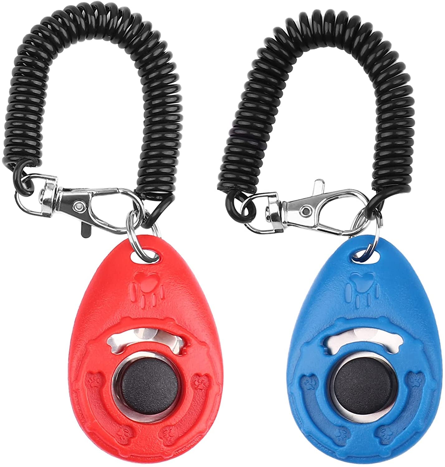 Dog Training Clicker with Wrist Strap Durable Lightweight Easy to Use, Pet Training Clicker for Cats Puppy Birds Horses. Perfect for Behavioral Training 2-Pack (Black and Water Lake Blue)