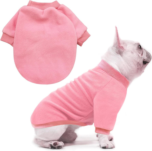 Idepet Dog Fleece Sweater, Small Dogs Shirt Pullover Sweatshirt Pet Dog Clothes Soft Puppy Sweater Warm Winter Shirt Classic Cat Apparel for Small Dogs and Cats (Large, Pink)