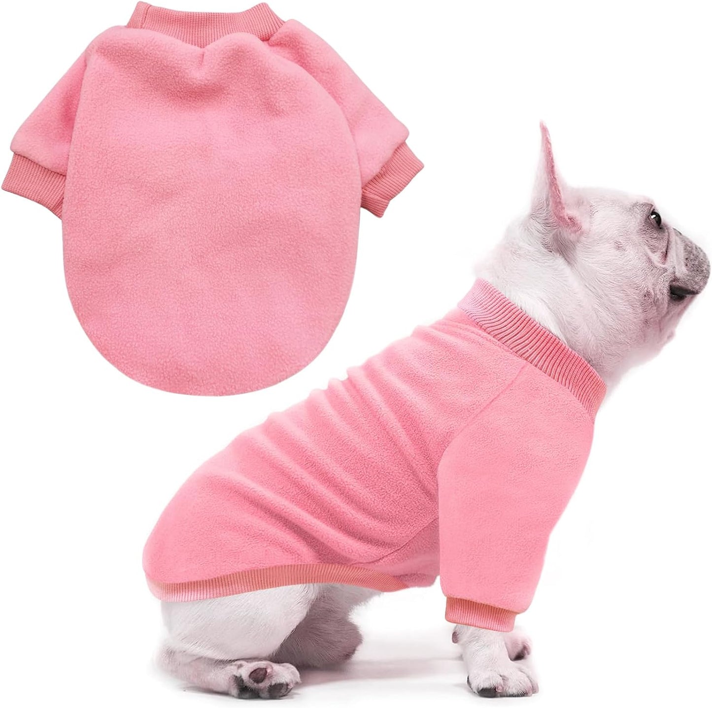 Idepet Dog Fleece Sweater, Small Dogs Shirt Pullover Sweatshirt Pet Dog Clothes Soft Puppy Sweater Warm Winter Shirt Classic Cat Apparel for Small Dogs and Cats (Xx-Small, Pink)