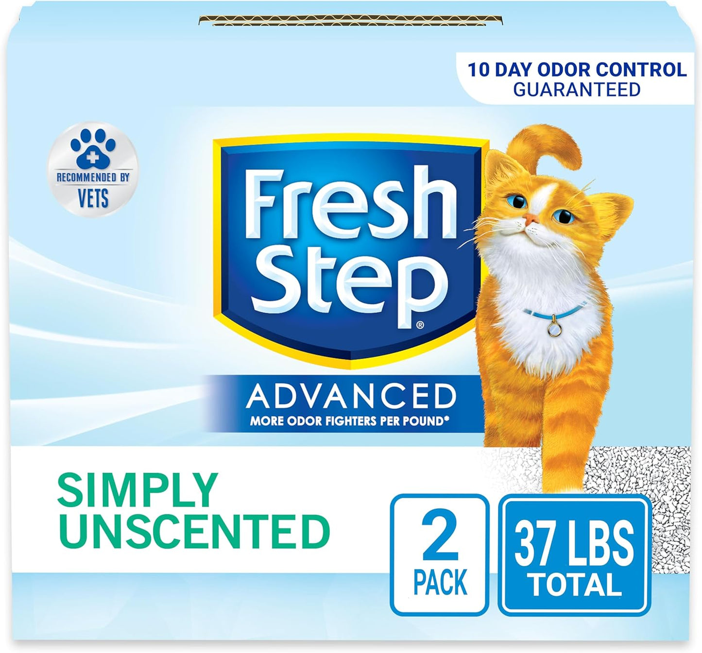 Fresh Step Clumping Cat Litter, Unscented, Advanced Long Lasting Odor Control Kitty Litter with Activated Charcoal, 37 Lb