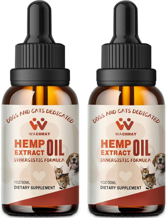 （2-Pack） Hemp Oil for Dogs Cats - Calming Drops Dog Relaxants - Help Pets Anxiety Stress Hip & Joint Pain Arthritis Sеizures Rеlief - Skin Нiр Jоint Hеalth - Organic Pet Hemp Oil Drops