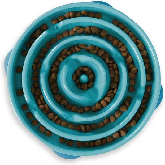 Outward Hound Fun Feeder Slo Bowl, Slow Feeder Dog Bowl, Large/Regular, Turquoise