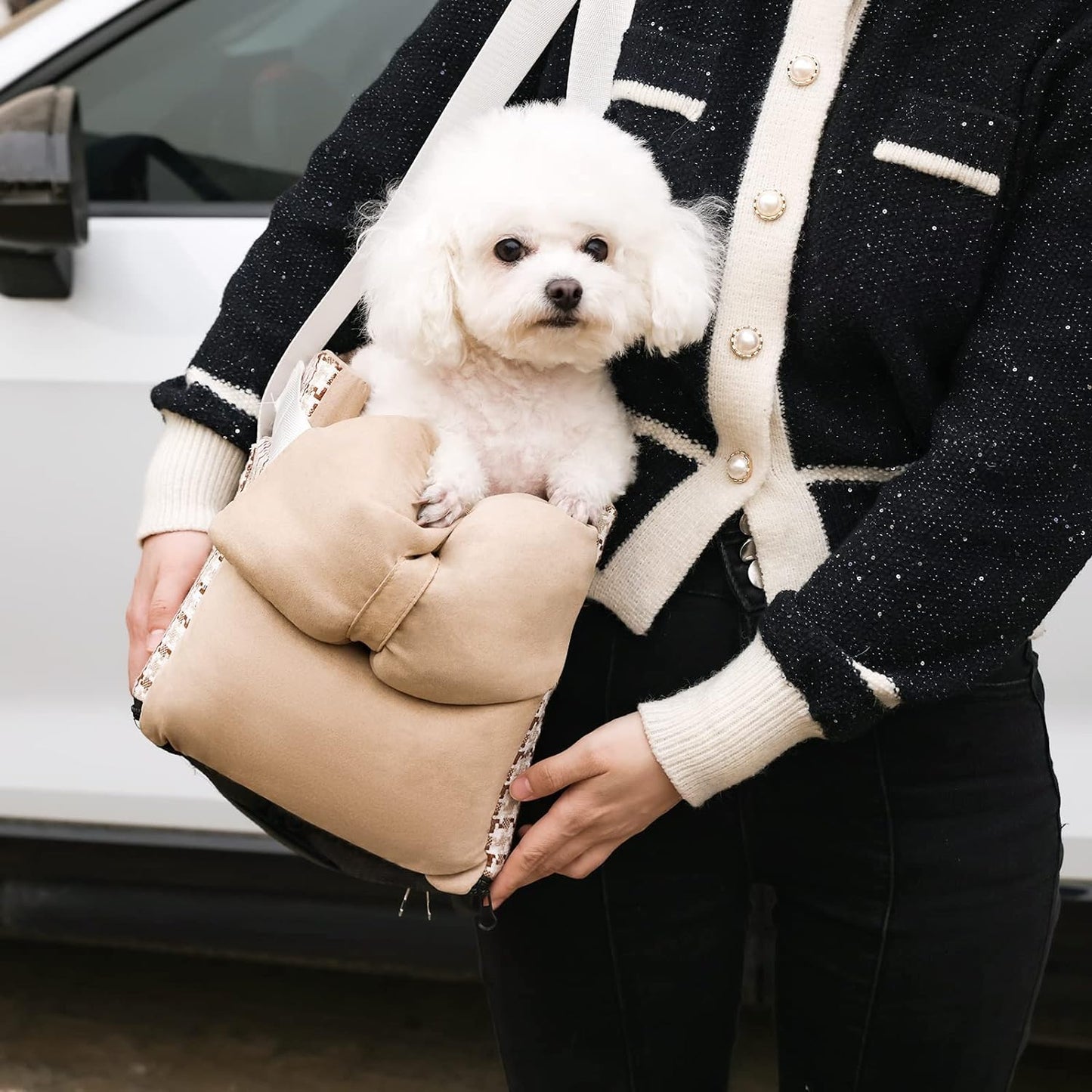 Dog Car Seat for Small Dog Booster Seat Middle Console Doggie Seat Puppy Car Seat for Small Dogs(Black)