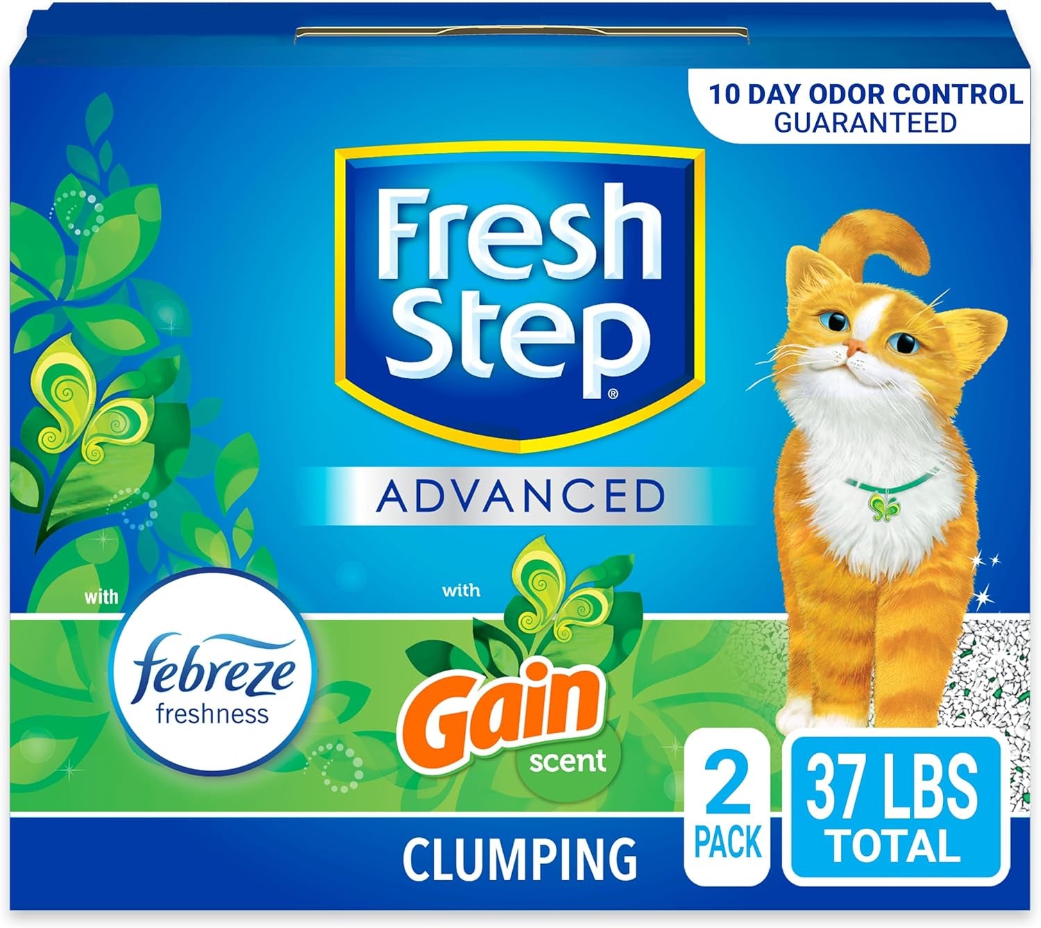 Fresh Step Clumping Cat Litter, with Gain, Advanced, Extra Large, 37 Pounds Total (2 Pack of 18.5Lb Boxes)