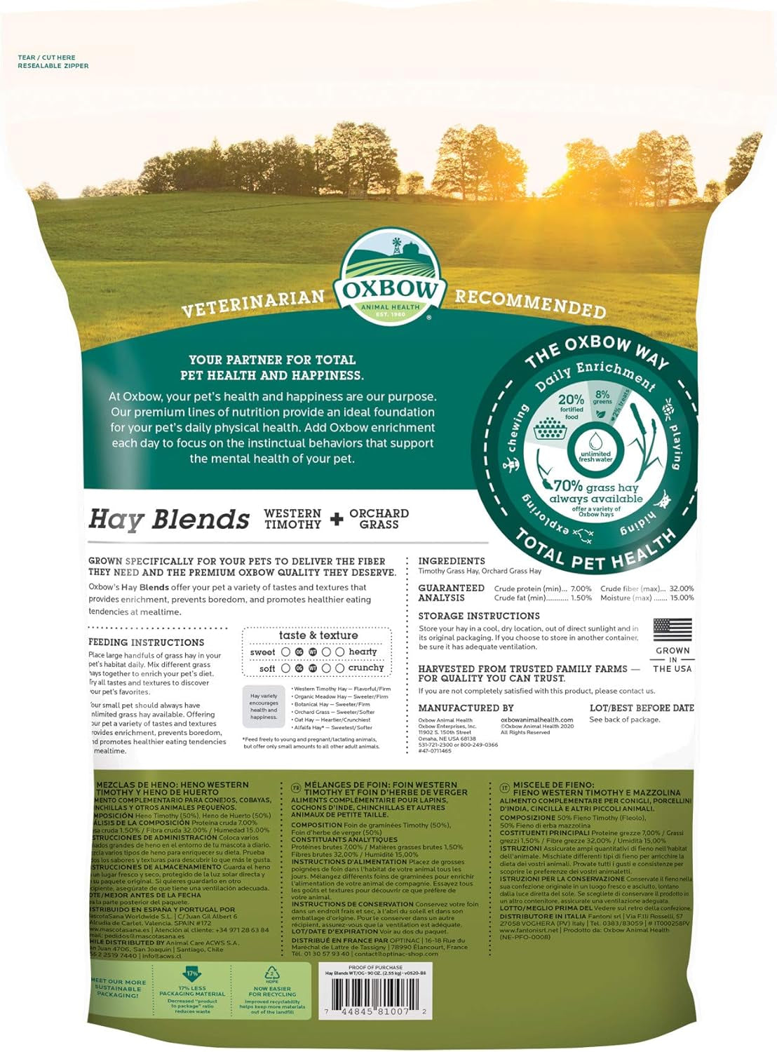 Oxbow Animal Health Oxbow Hay Blends - Western Timothy & Orchard - 90 oz.