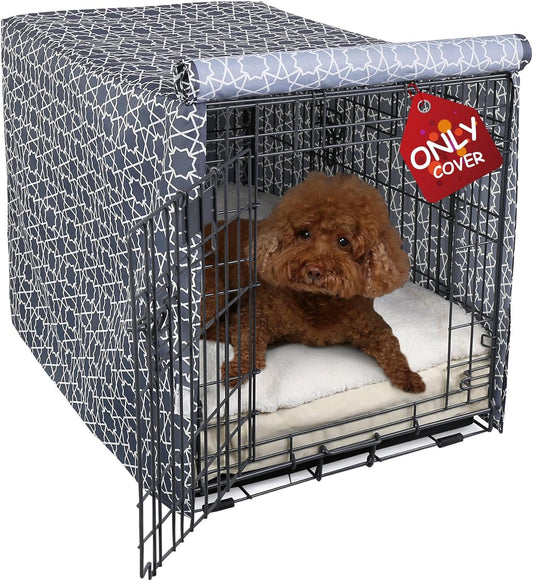 Explore Land Pattern Dog Crate Cover for 42 Inches Wire Cage, Heavy-Duty Polyester Indoor Pet Kennel Covers Universal Fit for 1 2 3 Doors Standard Metal Crate (Morocco)