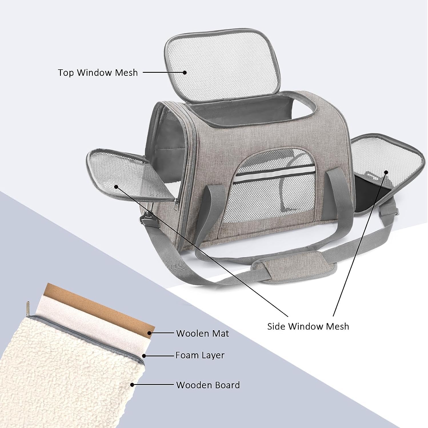 Prodigen Cat Carrier Dog Carriers for Small Dogs Soft Slided Airline Approved Collapsible Pet Travel Carrier, Small (19" W X 12" H X 10.6" D)