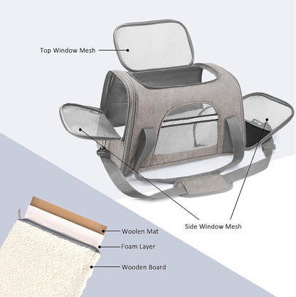 Prodigen Cat Carrier Dog Carriers for Small Dogs Soft Slided Airline Approved Collapsible Pet Travel Carrier, Small (19" W X 12" H X 10.6" D)