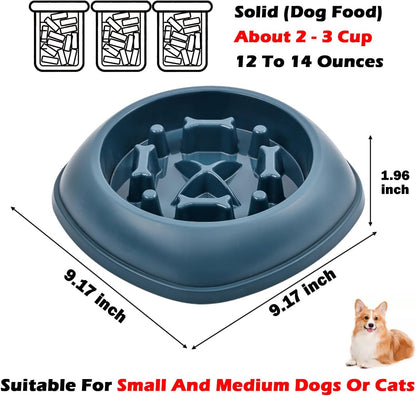 CAISHOW Slow Feeder Dog Bowls 2Pcs Puzzle Dog Bowls, Non Slip Interactive Dog Feeding Bowls Slow Down Eating, Bloat Stop Maze Dog Dishes for Small Medium Size Dogs(Set Blue Pink)