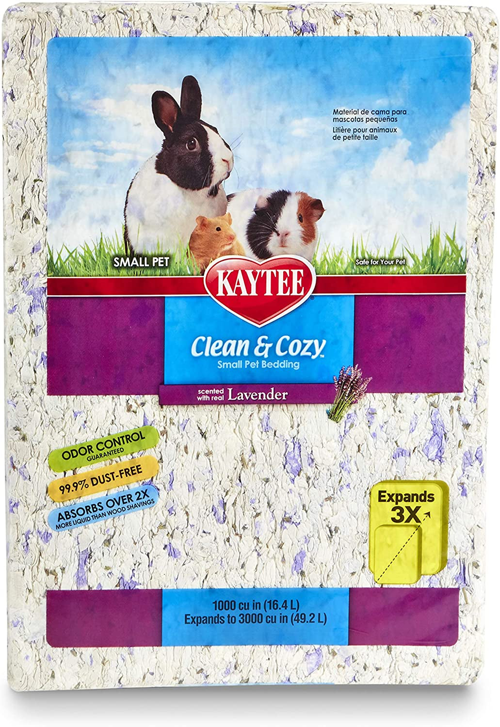 Kaytee Clean & Cozy Lavender Bedding For Pet Guinea Pigs, Rabbits, Hamsters, Gerbils, and Chinchillas, 49.2 Liters