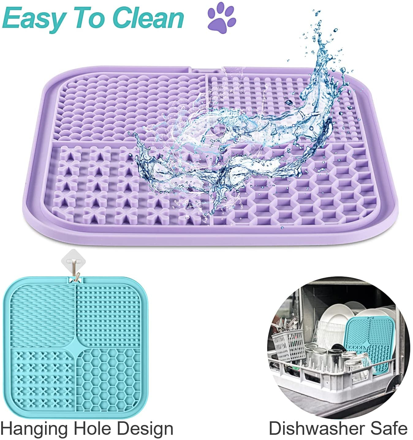 LUKITO Lick Mat for Dogs & Cats 2 Pack with Suction Cups, Dog Lick Mat for Anxiety Relief, Dog Toys to Keep Them Busy, Peanut Butter Licking Pad for Boredom Reducer, Perfect for Bathing Grooming