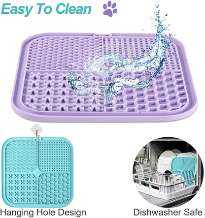 2PCS Licking Mat for Dogs with Suction Cups, Premium Lick Pad for Anxiety Relief, Slow Feeder Dog Bowls, Perfect for Bathing, Grooming and Training