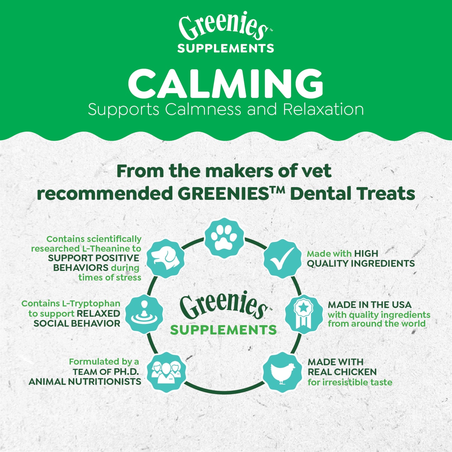 Greenies Calming Dietary Supplement Soft Dog Chews for Anxious Dogs, Chicken Flavor, 40 Count Bag