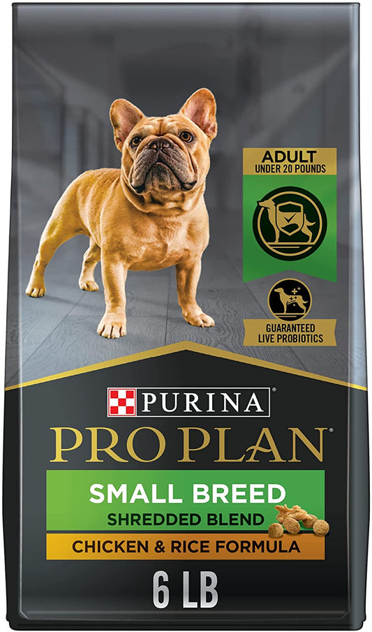 Purina Pro Plan Small Breed Dog Food with Probiotics for Dogs, Shredded Blend Chicken & Rice Formula - 6 Lb. Bag