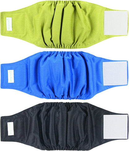 Wegreeco Washable Male Dog Belly Wrap - Pack of 3 - (Black,Blue,Olive,Xx-Large)