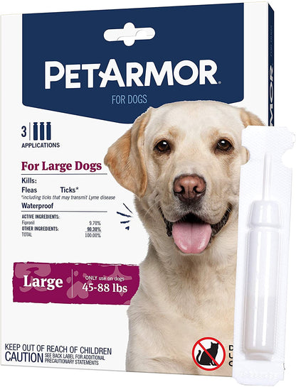 Petarmor for Dogs, Flea and Tick Treatment for Medium Dogs (23-44 Pounds), Includes 3 Month Supply of Topical Flea Treatments